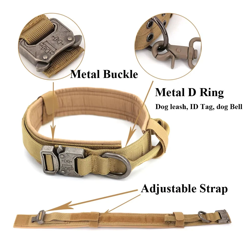 Dog Training Collar- Adjustable Tactical Dog Collar/ Leash Set- Control Handle-Lead Collar For M to XL Dogs-Collars/Leashes
