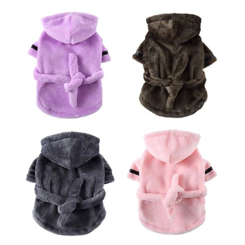 Dog Hooded Bathrobe- Sleeping Clothes- Soft Pet Bath Drying Towel-Clothes For Puppy Dogs