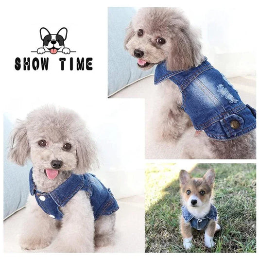 Retro Designer Dog Jeans Jackets Vest for Small Dogs- Handsome Denim Jacket- Durable- Sizes XS-XXL-Costumes/Apparel