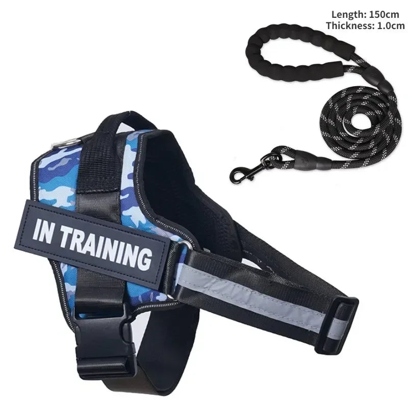 Dog Collar Harness ID Custom Patch-Reflective- Breathable No Pull Vest- Sizes XS to 2XL-Collars/Leashes
