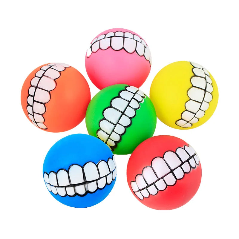 1pc Rubber Dog Toys- Squeaky -Cleans Teeth- Dog Chew Toy- Small Puppy Toys Ball- Bite Resistant-Diameter 7cm-Dog Toys