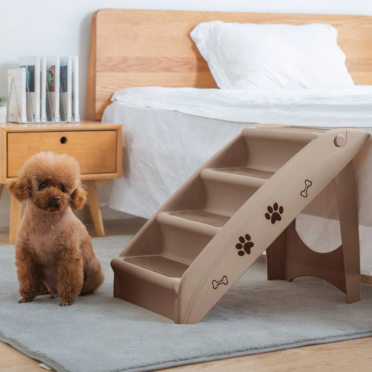 4-Step Pet Dog Stairs Folding Dog Steps- Nonslip Indoor  Dog Stairs Ramp- Sofa Ladder for Small Pet Dogs