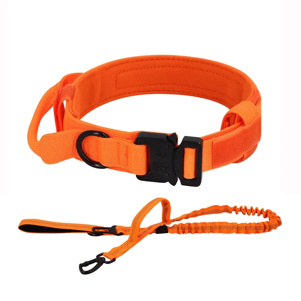 Dog Training Collar- Adjustable Tactical Dog Collar/ Leash Set- Control Handle-Sizes M to XL Dogs-Collars/Leashes