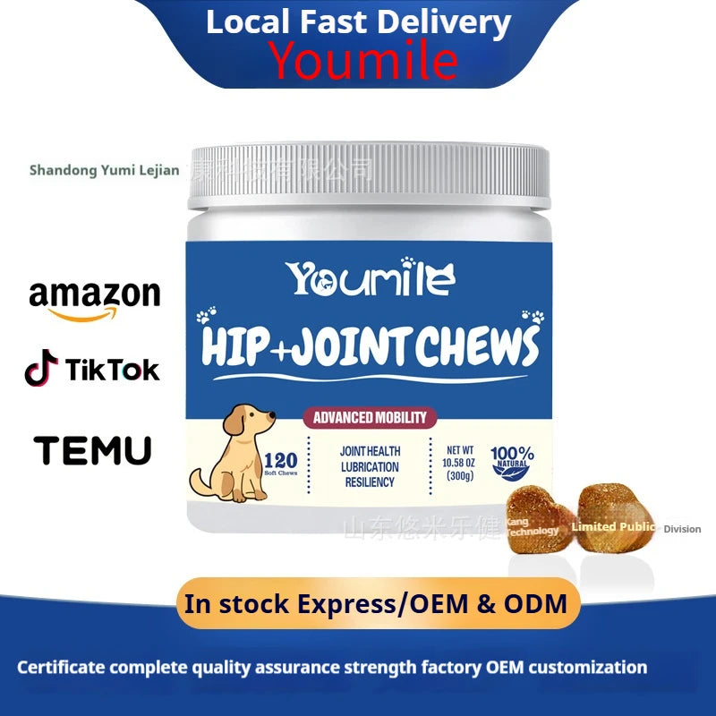 Youmile Dog Joint Supplement with Hyaluronic Acid - Glucosamine Chondroitin Tablets for Arthritis Pain Relief