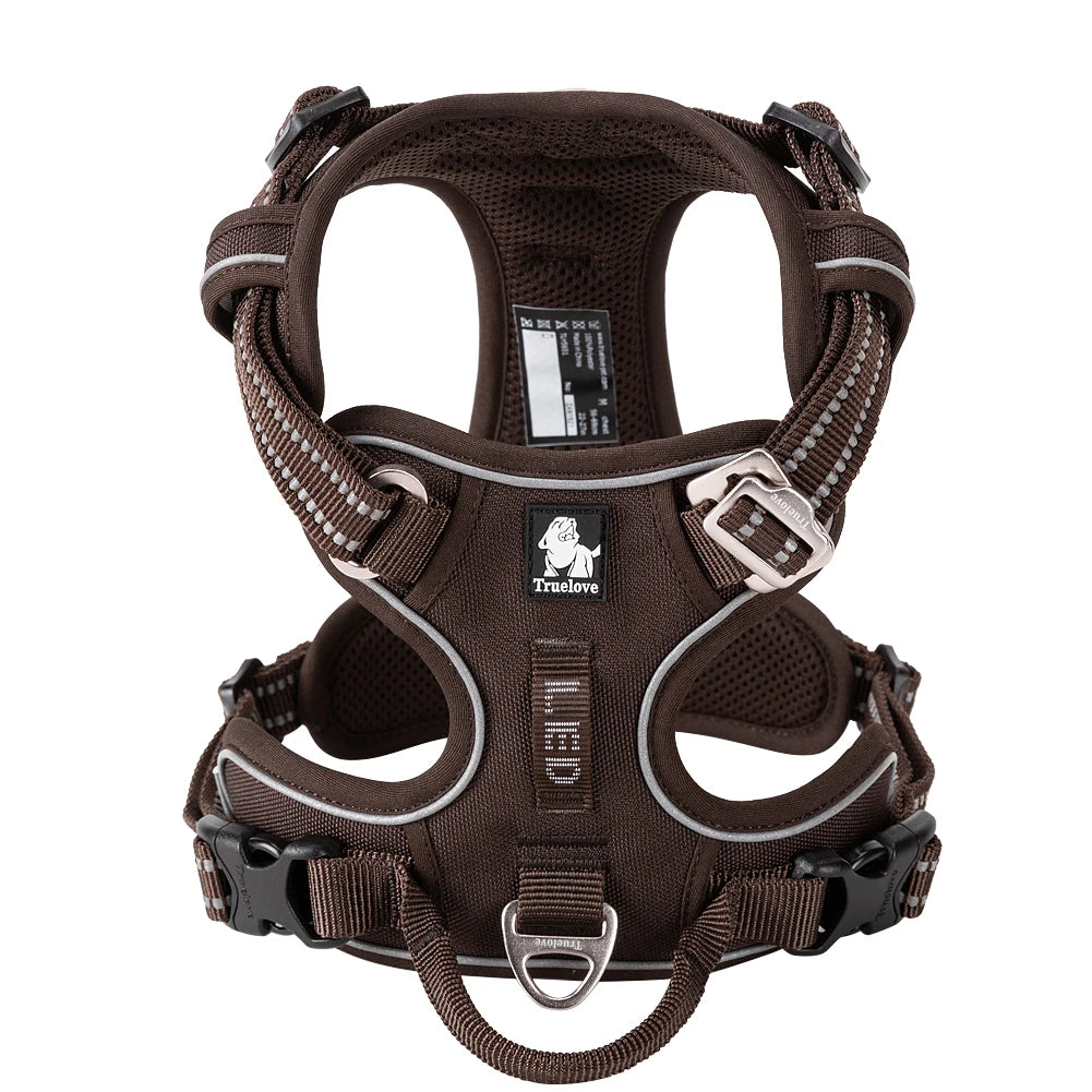 Truelove No Pull Dog Harness- Reflective- Breathable- Adjustable Training Vest-Sizes XS-XL Dogs- Night Walking-Collars/Leashes