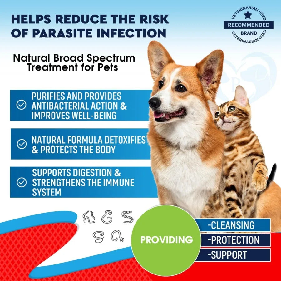 Dogs Cats and Dogs Liquid Herbal Medicine and Natural Broad Spectrum Treatment for Tapeworm Whipworm Roundworm and Hookworm Prevention