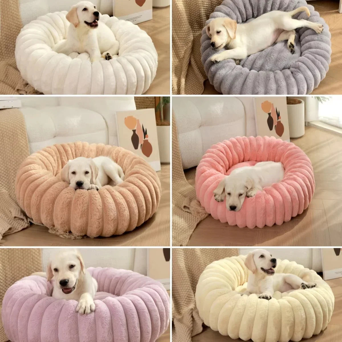 40-70cm Round Pet Bed for Dog-Super Soft Long Plush Dog Bed-House for Medium Dogs-Beds & Blankets