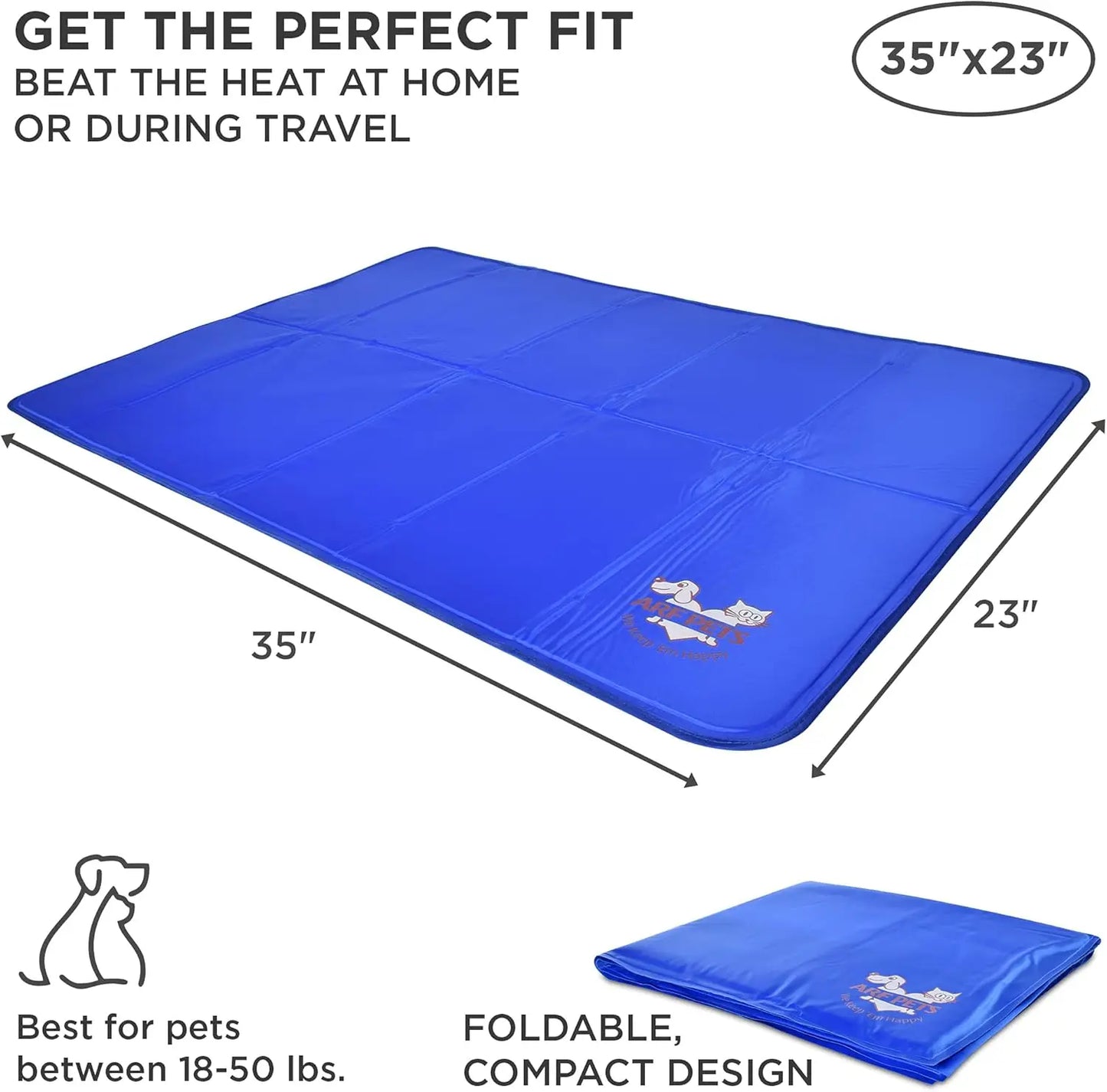Summer Self-Cooling Pet Mat- 23x35 Inches- Non-Toxic Gel Pad- for Dogs in Kennels or Beds- or stand alone-Beds & Blankets