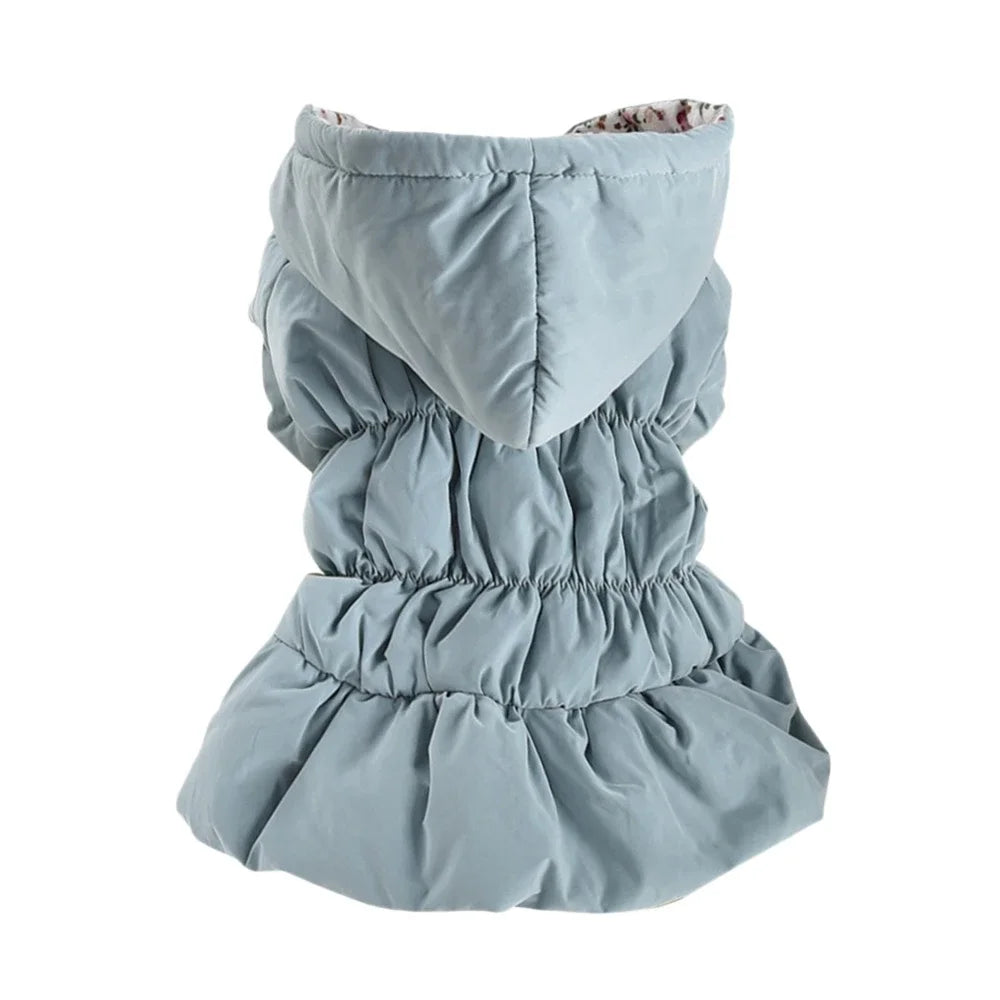 Winter Warm Dog Dress- Princess Bubble Skirt-Hooded Jacket-Costumes/Apparel