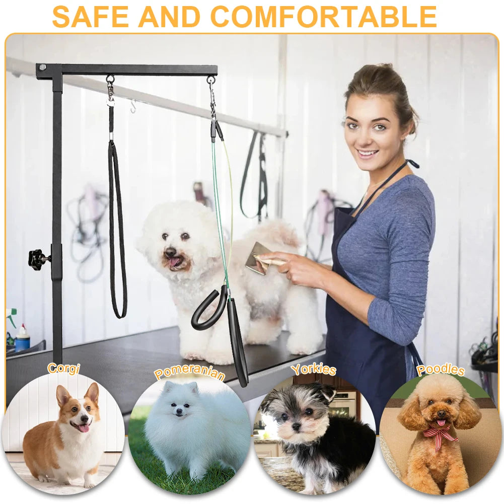 Dog Shower Stand with Restraint Rope Trimming Pet Grooming Stand- Pet Foldable Grooming Bracket Desk- Holder for Bath Desk-Pet Grooming