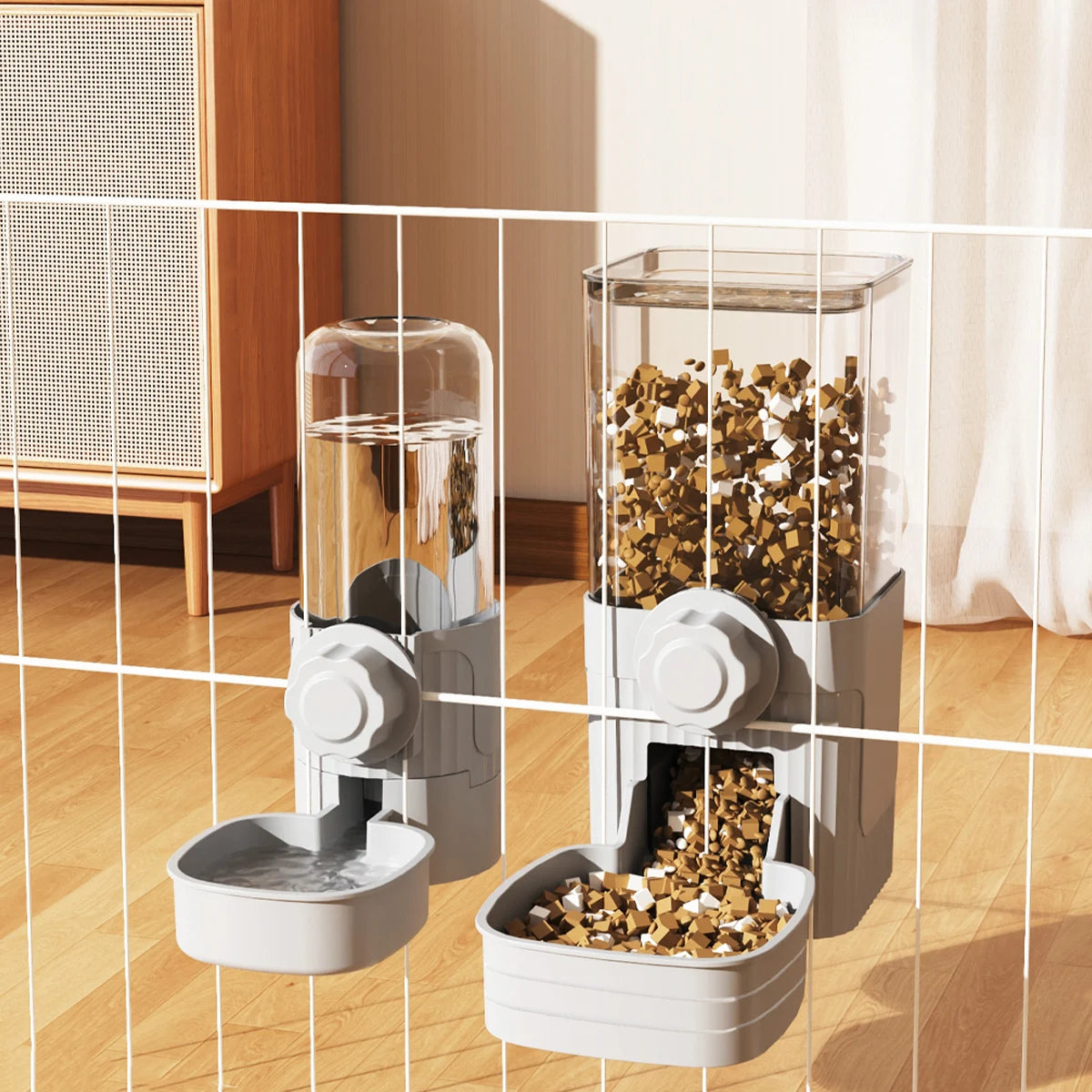 Automatic Pet Feeder/ Waterer Hanging Cage Bowls-Suitable for Small Puppy Dogs Food Container Dispenser Bowl-Pet Bowls/Feeding