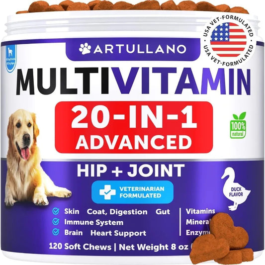 Dog Multivitamin Chewable with Glucosamine 20 in 1 Dog Vitamins and Supplements Senior Puppy Multivitamin for Dogs