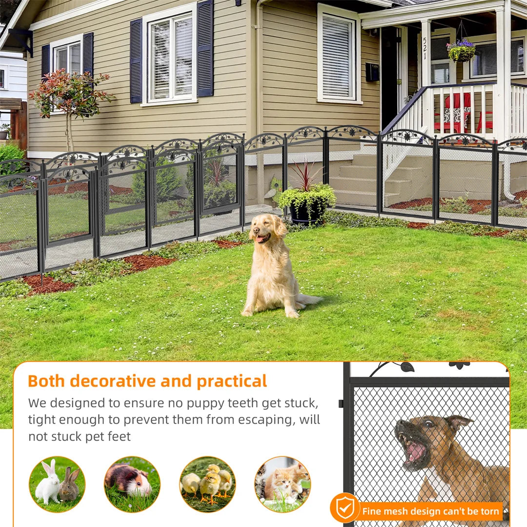 8 Panels DIY Heavy Duty Dog Playpen Fence- Outdoor Indoor  Metal Fence with Waterproof Fertility Pad for Whelping-Training