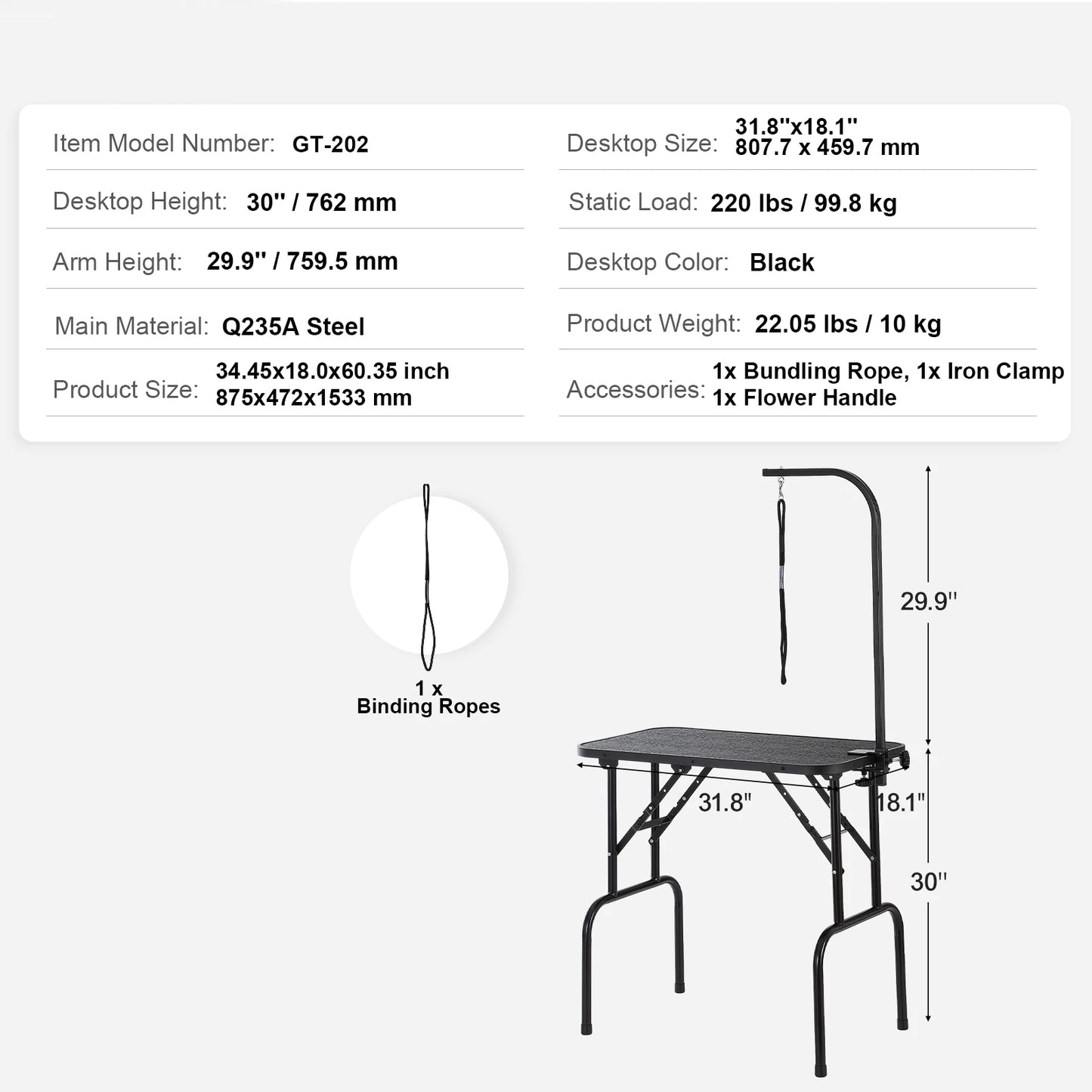 SucceBuy Pet Grooming Table Two Arms w/ Clamp Dog Grooming Station- Foldable Pets Stand for Medium Small Dogs with Grooming Loop-Pet Grooming