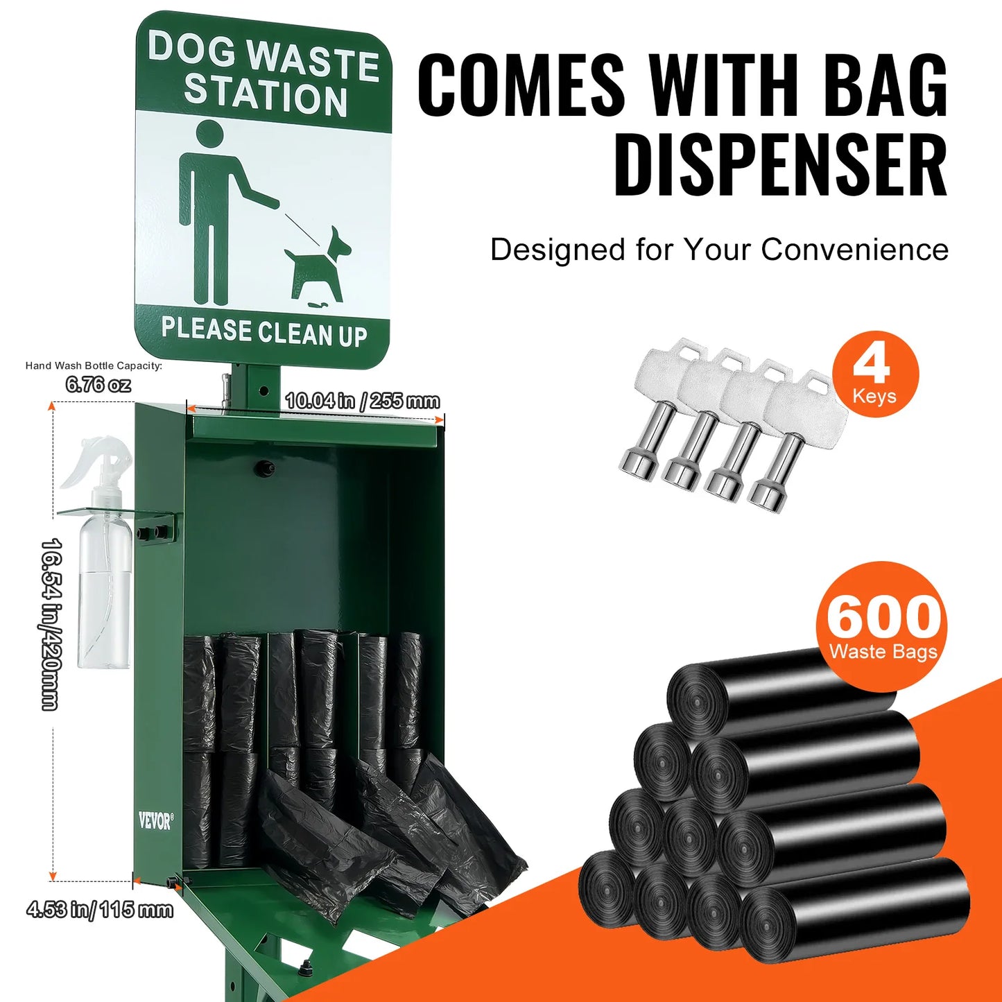 SucceBuy Dog Waste Station with Hand Wash Bottle Commercial Dog Poop Station- Bag Dispenser- Dog Waste Disposal System for Outdoor-Pet Accessories