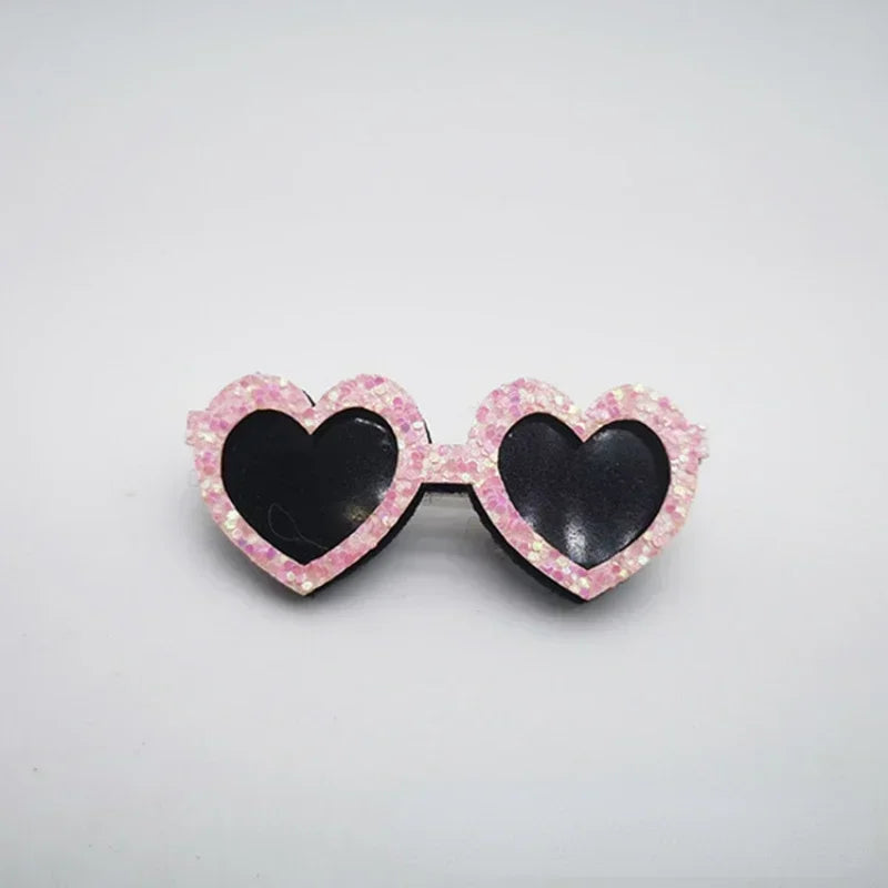 Diamond Dog Heart -Shape Sunglasses- with Hair Clip