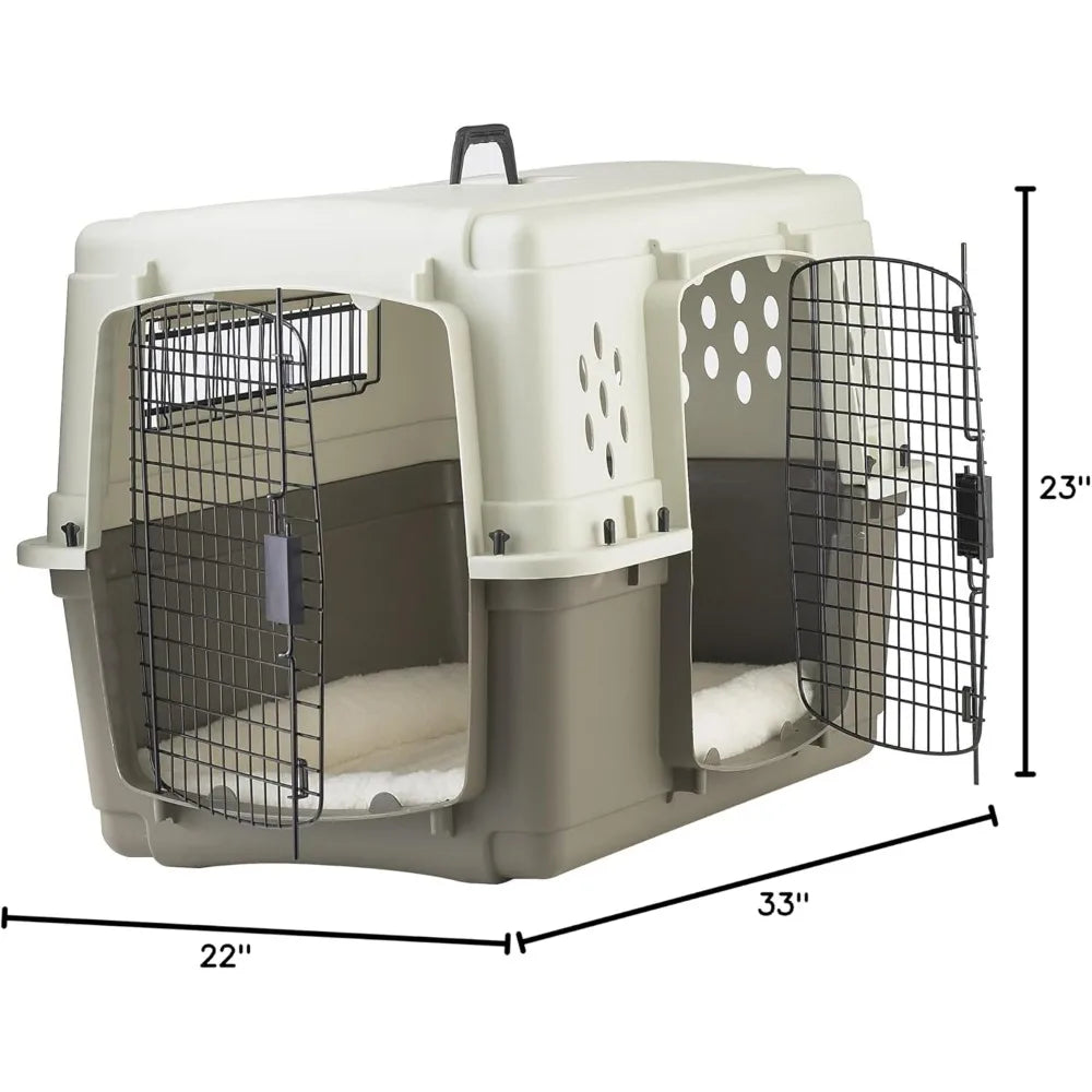 Two Door Dog Crate - Designed for Air Transport - Side Door Dog Kennel - Easy to Clean Pet Crate
