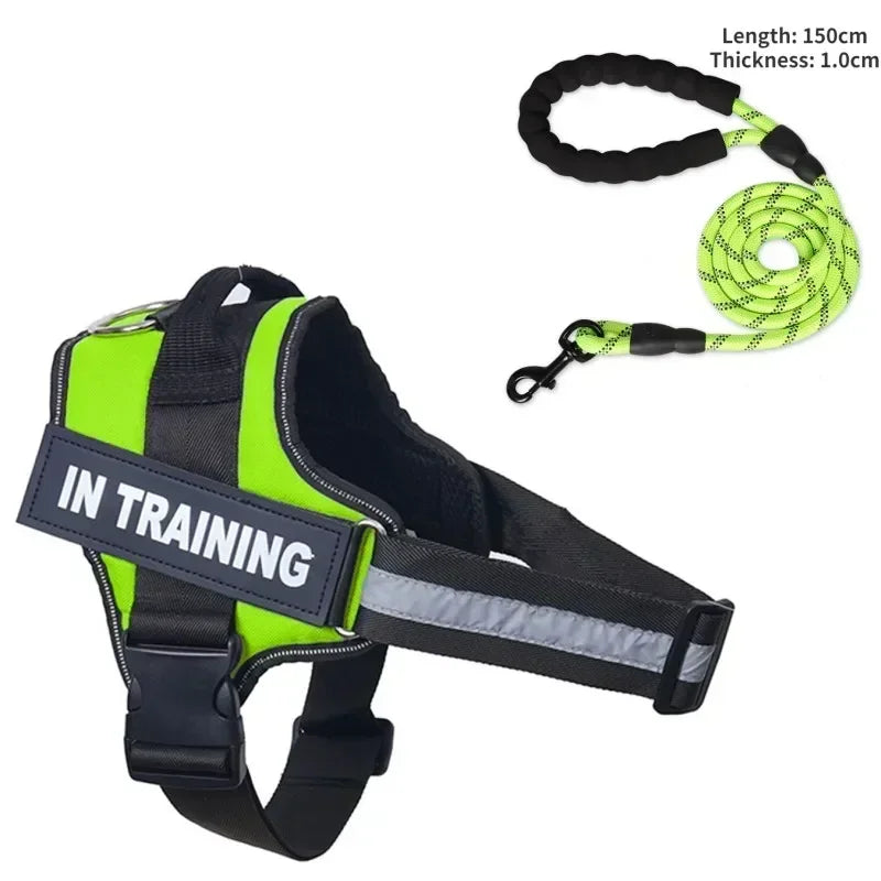 Dog Collar Harness ID Custom Patch-Reflective- Breathable No Pull Vest- Sizes XS to 2XL-Collars/Leashes