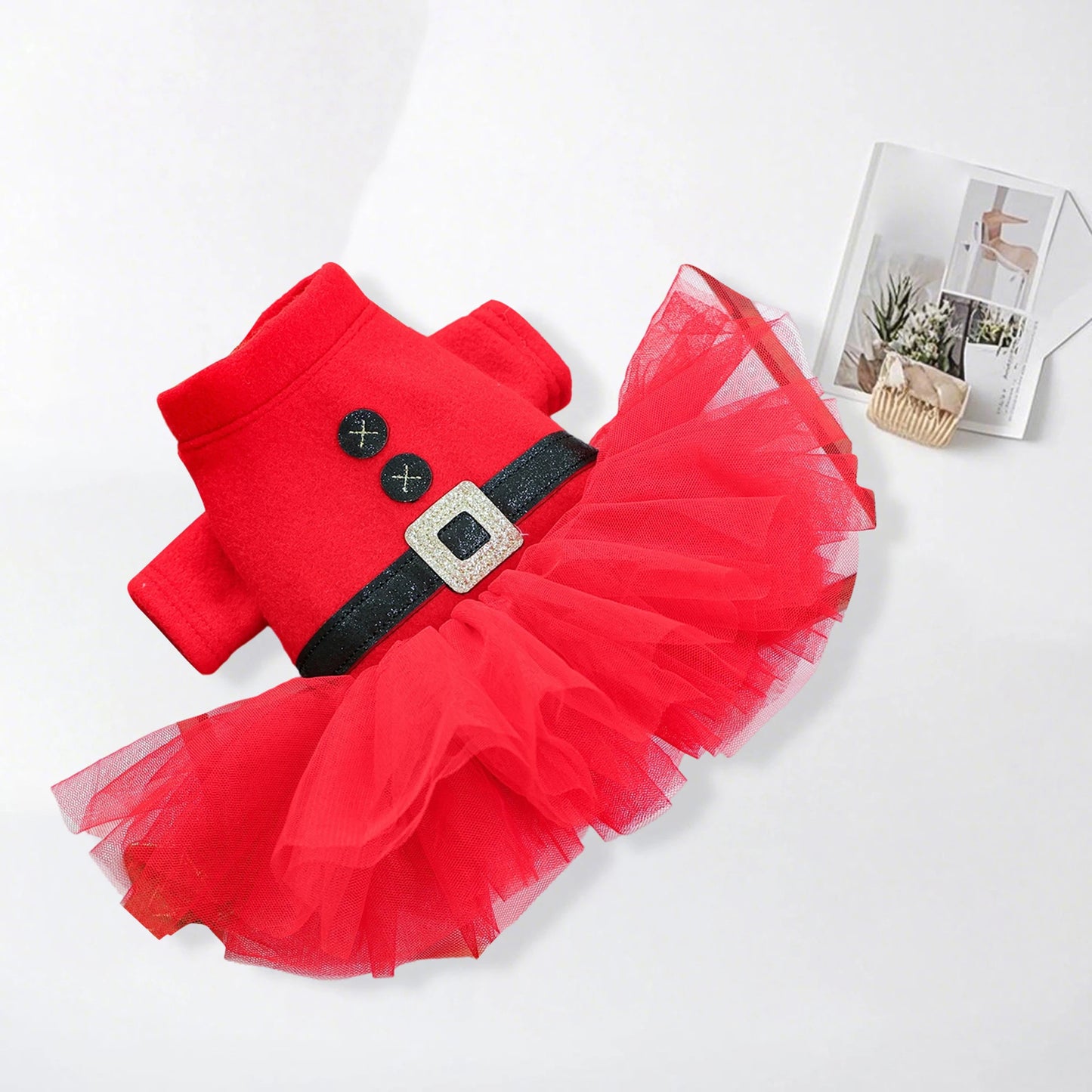 Dog Christmas Dress- Snap Button -Santa Claus Dress -for Small Dogs