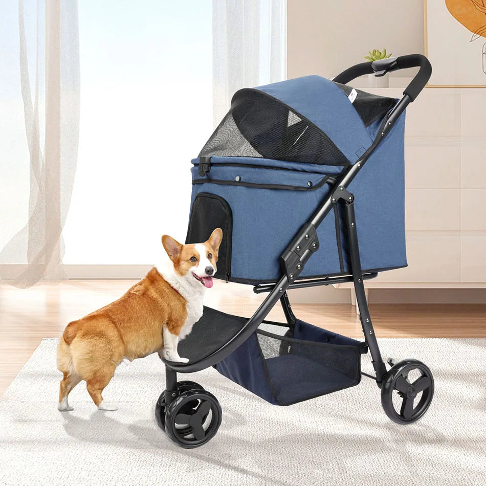 Pet Stroller- Travel Car- Foldable- Storage-3 Wheels 360 Rotation-Pet Strollers