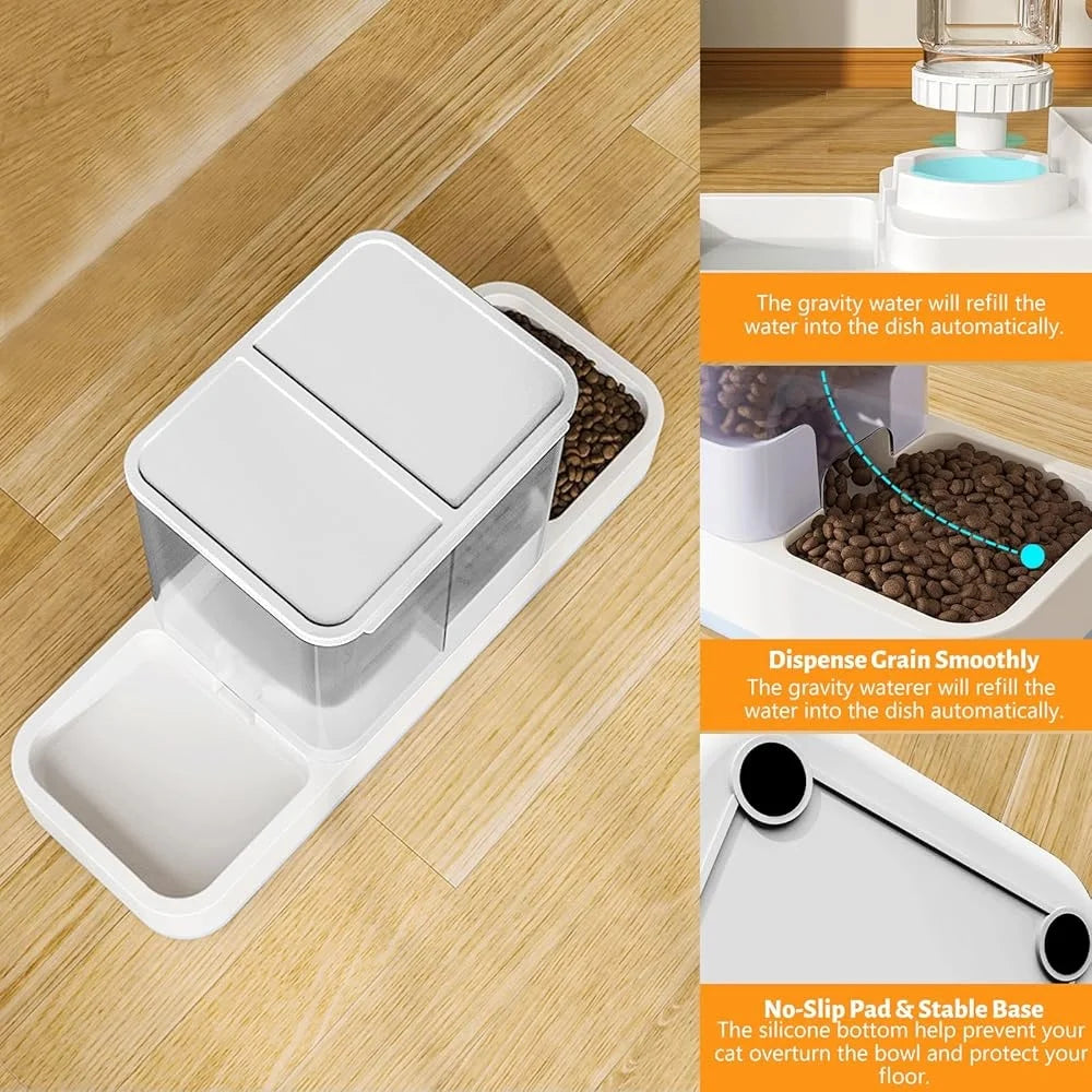 Automatic Small Pet Feeder/ Water Dispenser- 2 in 1 Gravity Bowl Set For Pets- Easy Clean Non Electric