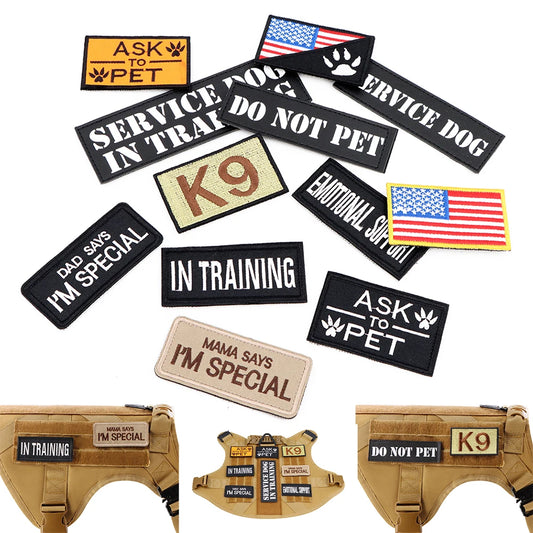 12 Pieces Tactical Patch Bundle For Dog Vest Harness- Personalized Patches Tags Sticker Label- Custom Name ID Sticker