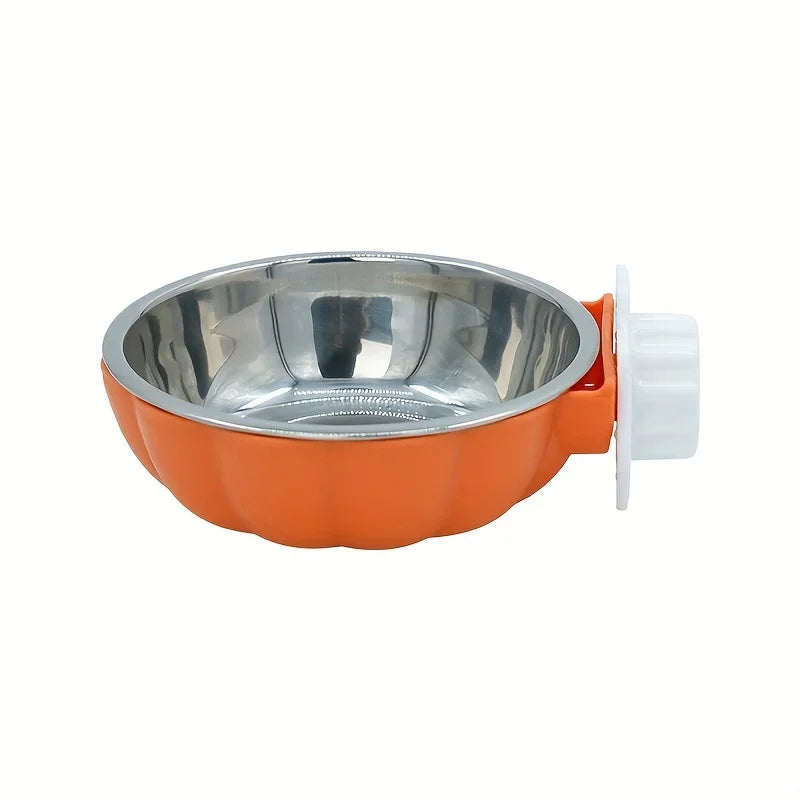 Stainless Steel Pet Bowl: A Suspended Pet Food Bowl That Can Be Moved and Lifted To Feed Food in A Pet Cage