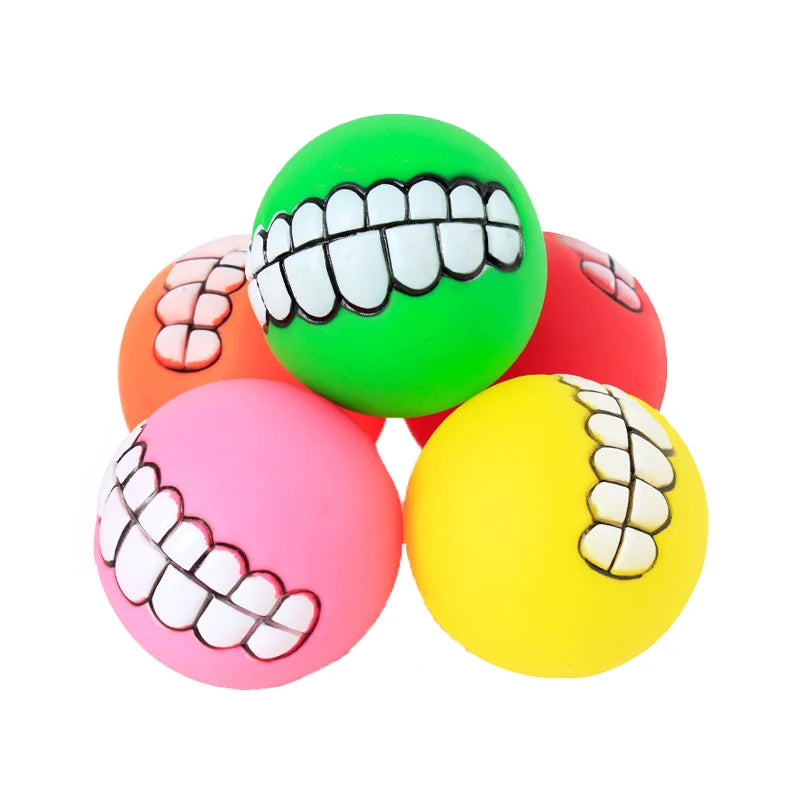 1pc Rubber Dog Toys- Squeaky -Cleans Teeth- Dog Chew Toy- Small Puppy Toys Ball- Bite Resistant-Diameter 7cm-Dog Toys