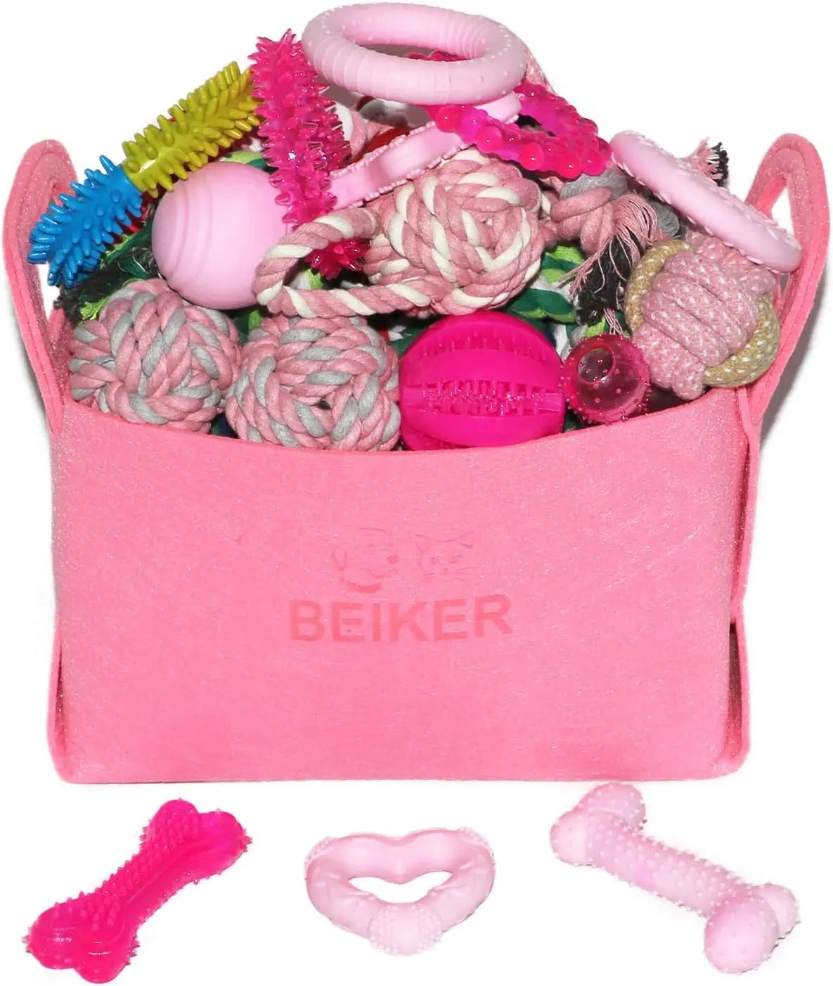 Christmas Dog Toys- Bulk 15 Pack-Puppy Chew Toys for Teething Small Medium Puppies Including Variety Tough Rubber/ Rope Toys-Dog Toys