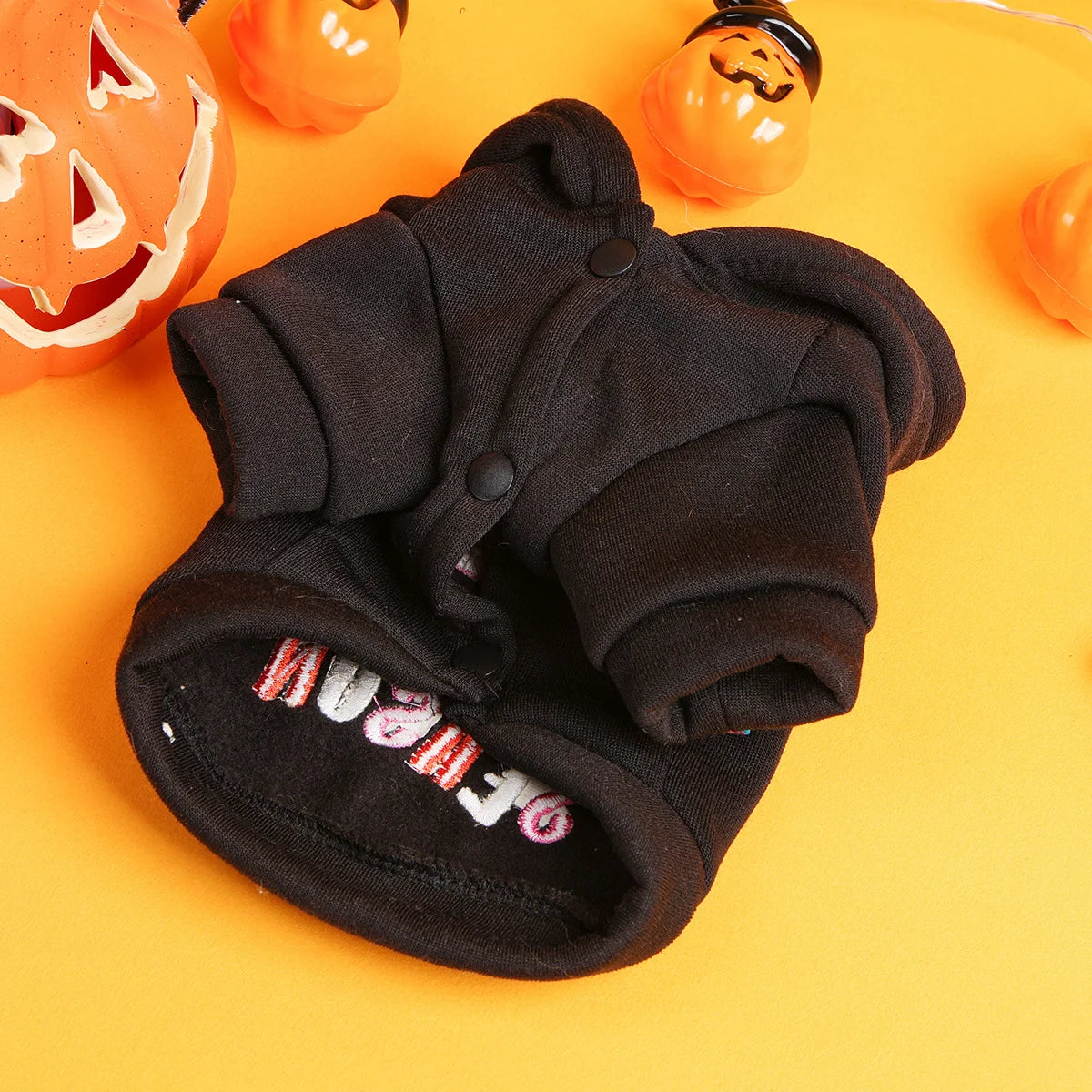 Thriller Season Halloween Sweater Pet Clothes Dog - English Embroidery- Traction Hoodie- Open Button Jacket-sizes XS-XL