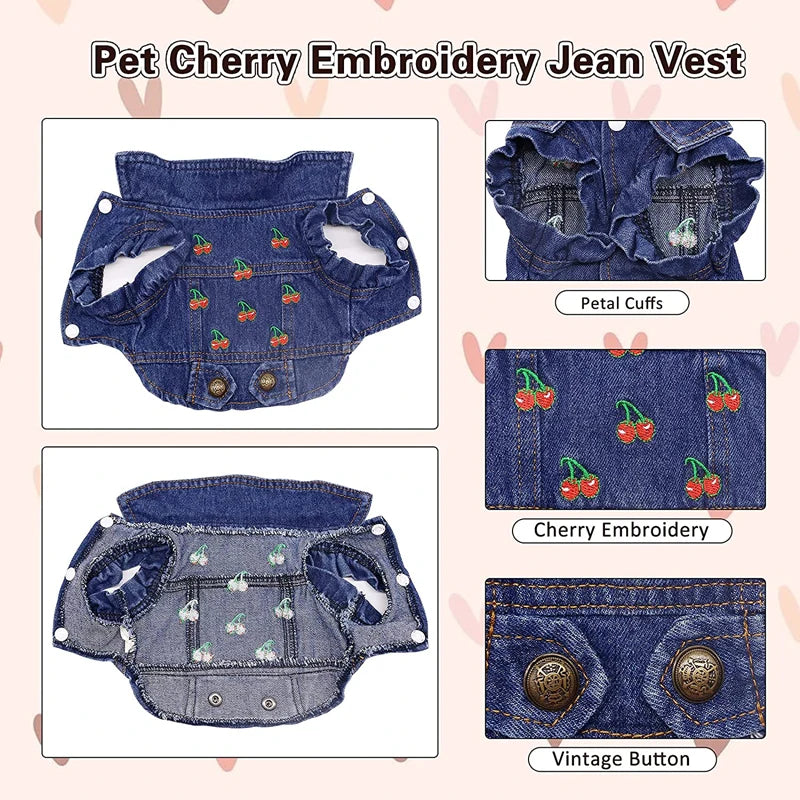 Retro Designer Dog Jeans Jackets Vest for Small Dogs- Handsome Denim Jacket- Durable- Sizes XS-XXL-Costumes/Apparel