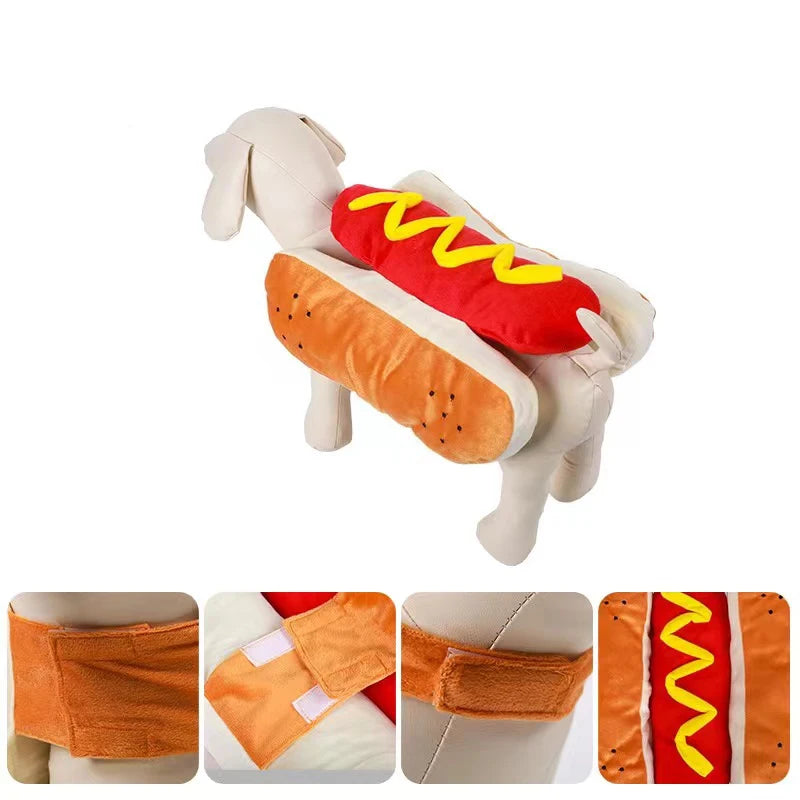 Cute Dog Costumes- Hot Dog Shaped Dachshund Sausage- Adjustable Clothes- Pet Apparel Dressing-Up-Sizes SML-Costumes/Apparel