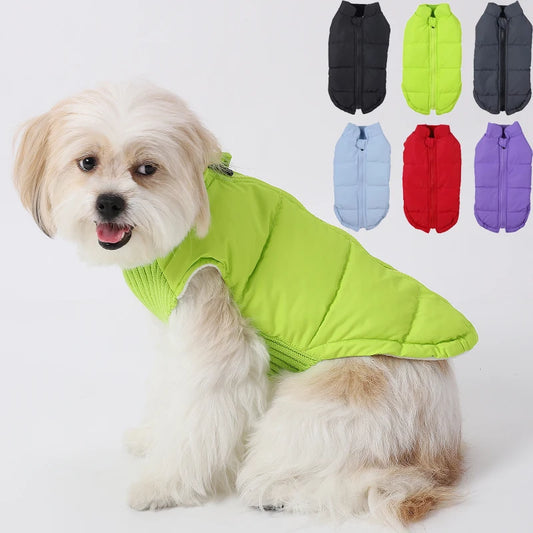 Winter Warm Dog Cotton Coats- Back Zipper- Windproof- Thickness Clothes for Small Medium Dogs Chihuahua French Bulldog Outfits