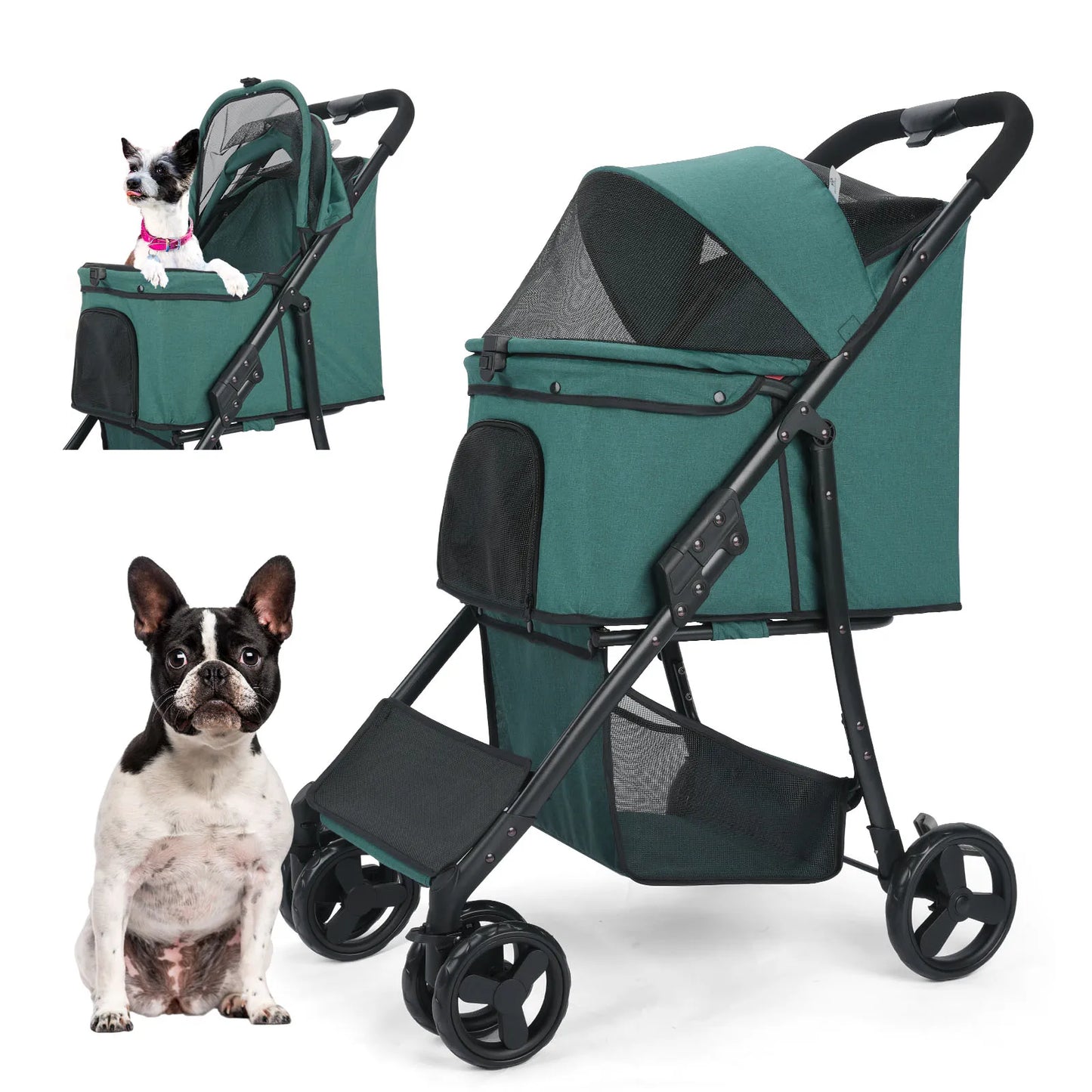 Pet Stroller- Travel Car- Foldable- Storage-3 Wheels 360 Rotation-Pet Strollers