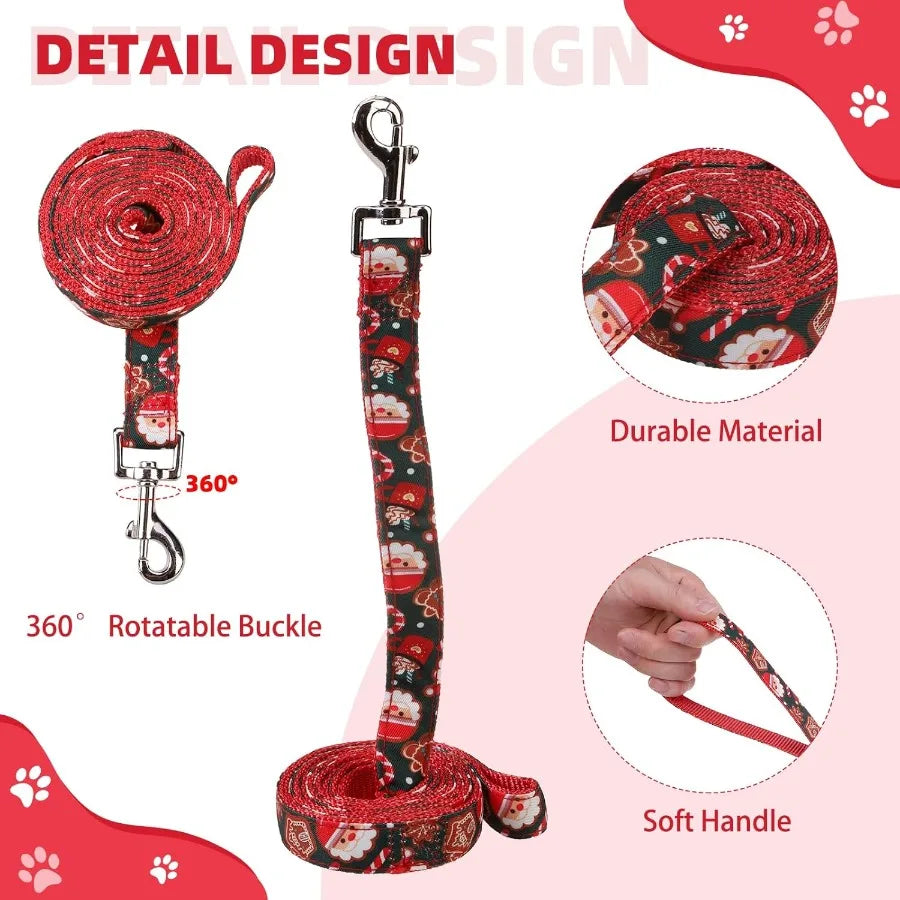 Christmas Dog Harness for Small Medium Dogs- Step-in No Pull Soft Padded Mesh- Adjustable-Reflective Pet Vest Harness Set