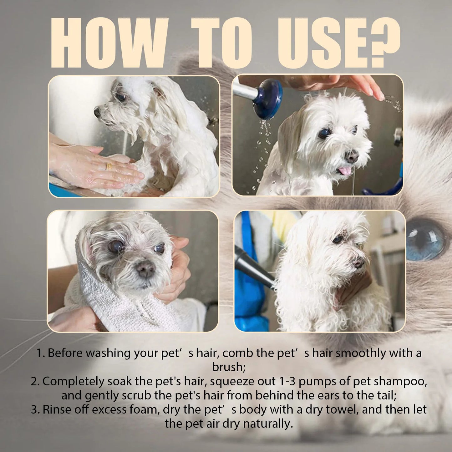 YEGBONG Dog Wash Shampoo- Flea & Mite Killer- Dirt Removal - Anti-Itch- Deodorizing & Moisturizing Formula for Softening Coat-Pet Grooming