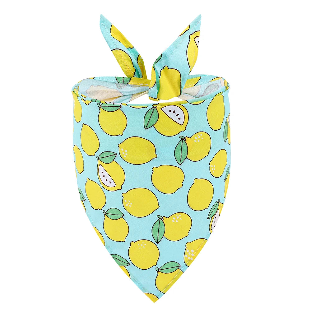 Dog Bandanas- Fruit Floral- Spring Washable-Soft-Scarf Kerchief- Summer- Adjustable for Small Medium Large Dogs-Collars/Leashes