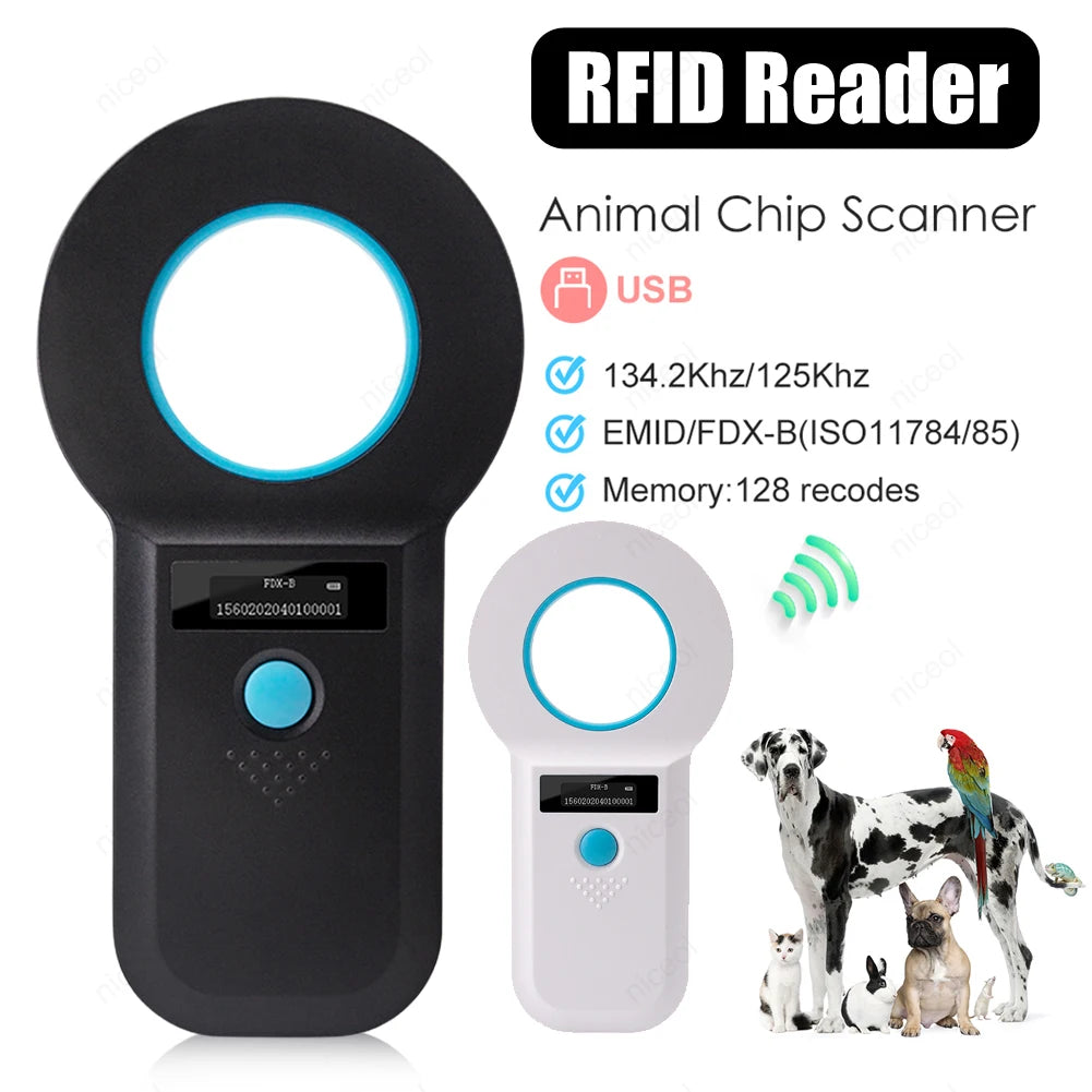 Handheld Animal RFID EMID Reader- OLED Display EMID FDX-B(ISO11784/85)- Animal Chip Scanner-Scanner for Cat Dog