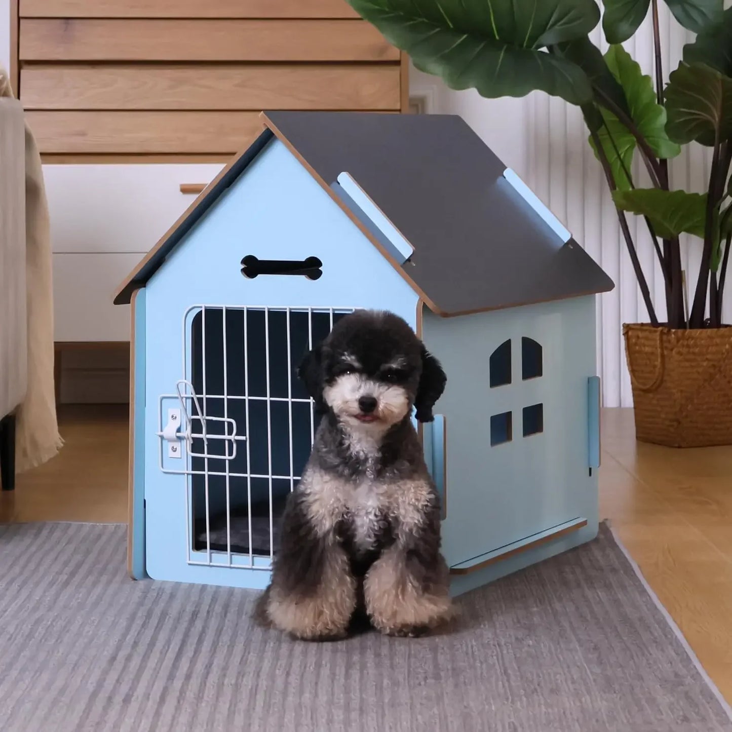 Cute Dog House- Indoor for Small Dogs-Cozy Wooden Design- Small Indoor Bed House