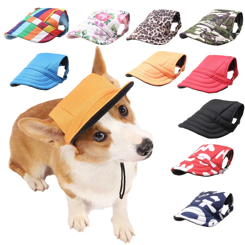 Dog Sunscreen Baseball Cap- Outdoor Sports Hat With Ear Holes- Adjustable- For Small Medium Dogs Cats Caps