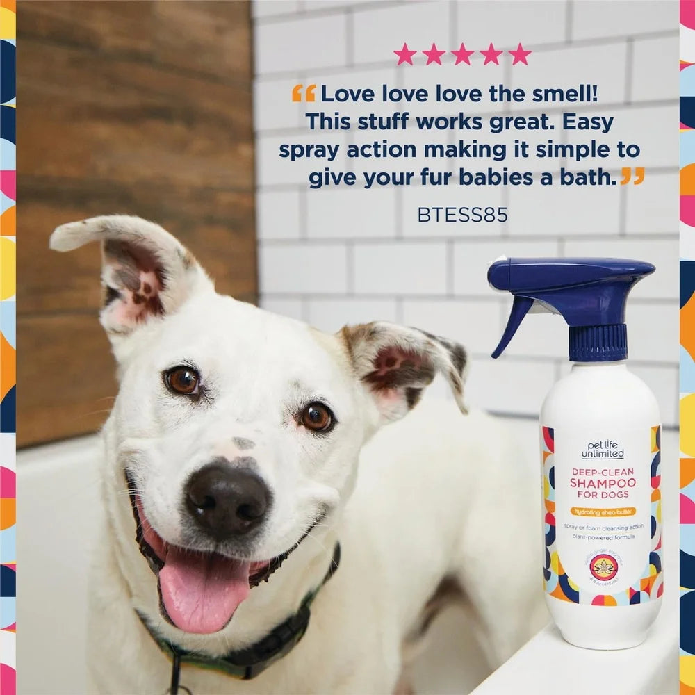 Deep Clean Dog Shampoo Vanilla Ginger Spray 16oz Waterless Pet Bath Two Way Cleaner Foamer Direct Sprayer Moisturizing
