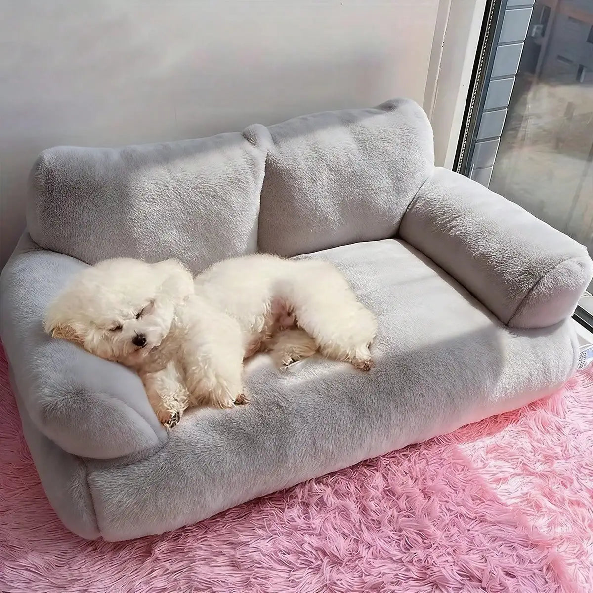 Dog Sofa- Supportive Bed For Small Dogs With Colorful Elastic Balls For Playing- Featuring A Removable/Washable Cover- Non-Slip Bottom-Beds & Blankets