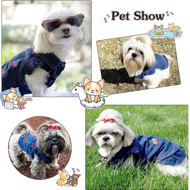 Retro Designer Dog Jeans Jackets Vest for Small Dogs- Handsome Denim Jacket- Durable- Sizes XS-XXL-Costumes/Apparel