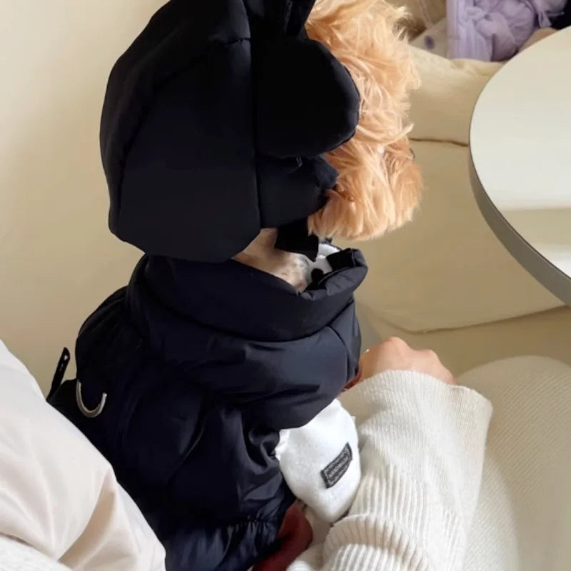 Winter Padded Dog Vest Coat- Warm Soft Dog Clothes-Down Jacket- Cute Bow-Sizes XS-XL-NO Hat-Costumes/Apparel