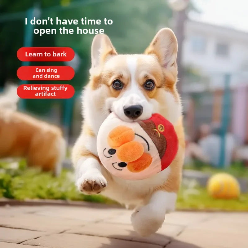 Piggy Dog Toys- Interactive Puzzle Electric Plush Jumping Ball USB Rechargeable Clown Cartoon Dog Training-Dog Toys