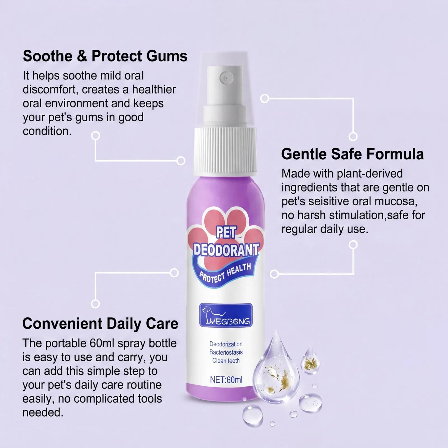 Pet Deodorant Breath Spray-1pc Pet Bad Breath Eliminating Spray-Natural Ingredients Like Menthol Coconut Extract- Decompose Tooth Dirt Freshen Breath- Easy To Use-Pet Grooming