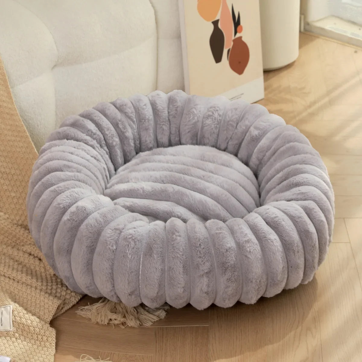 40-70cm Round Pet Bed for Dog-Super Soft Long Plush Dog Bed-House for Medium Dogs-Beds & Blankets