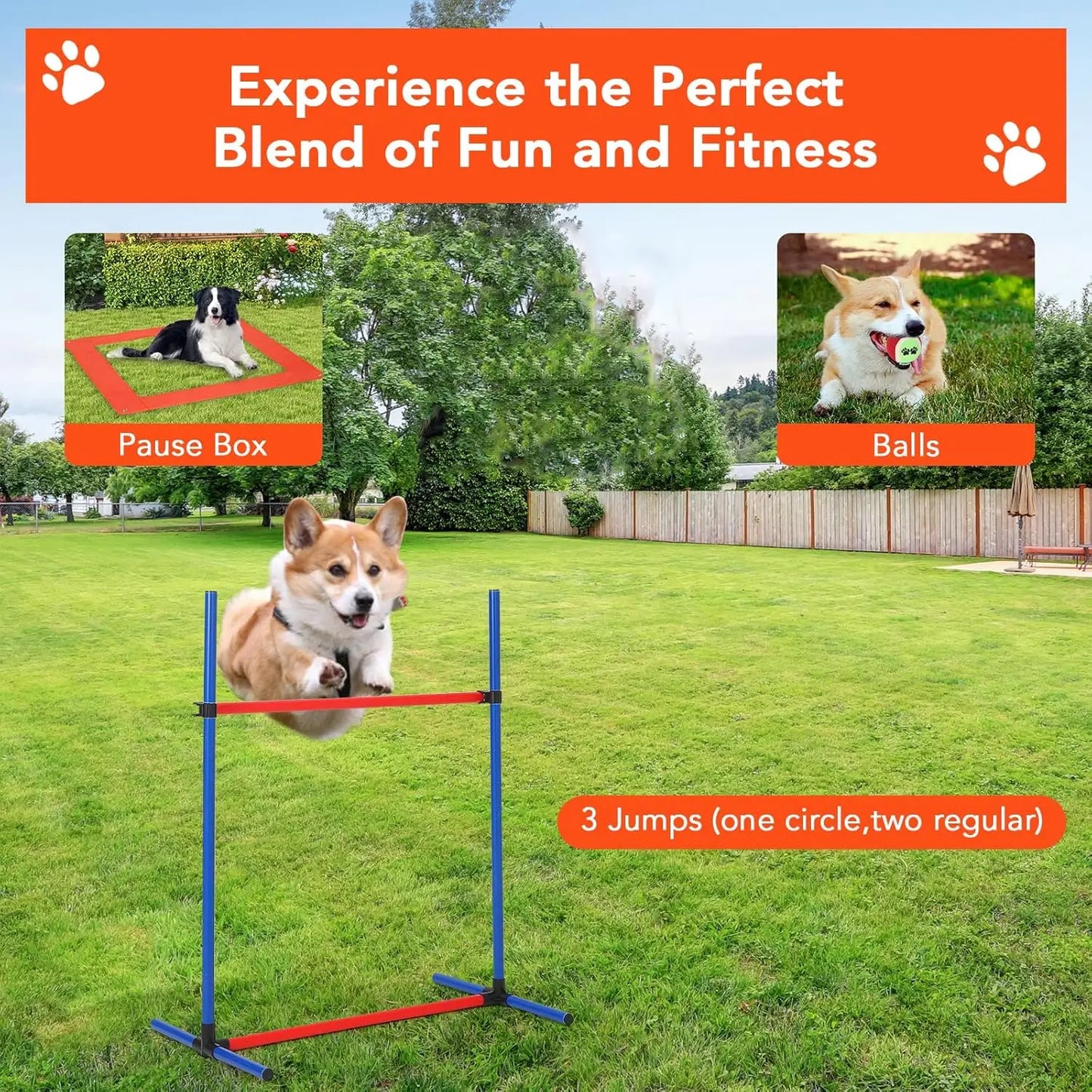 87 Pcs Adjustable Dog Agility Training Equipment Set -Obstacle Course Kit with 70" Tunnel- Tire Jump- Hurdle Jump- Weave Poles for Outdoor Game