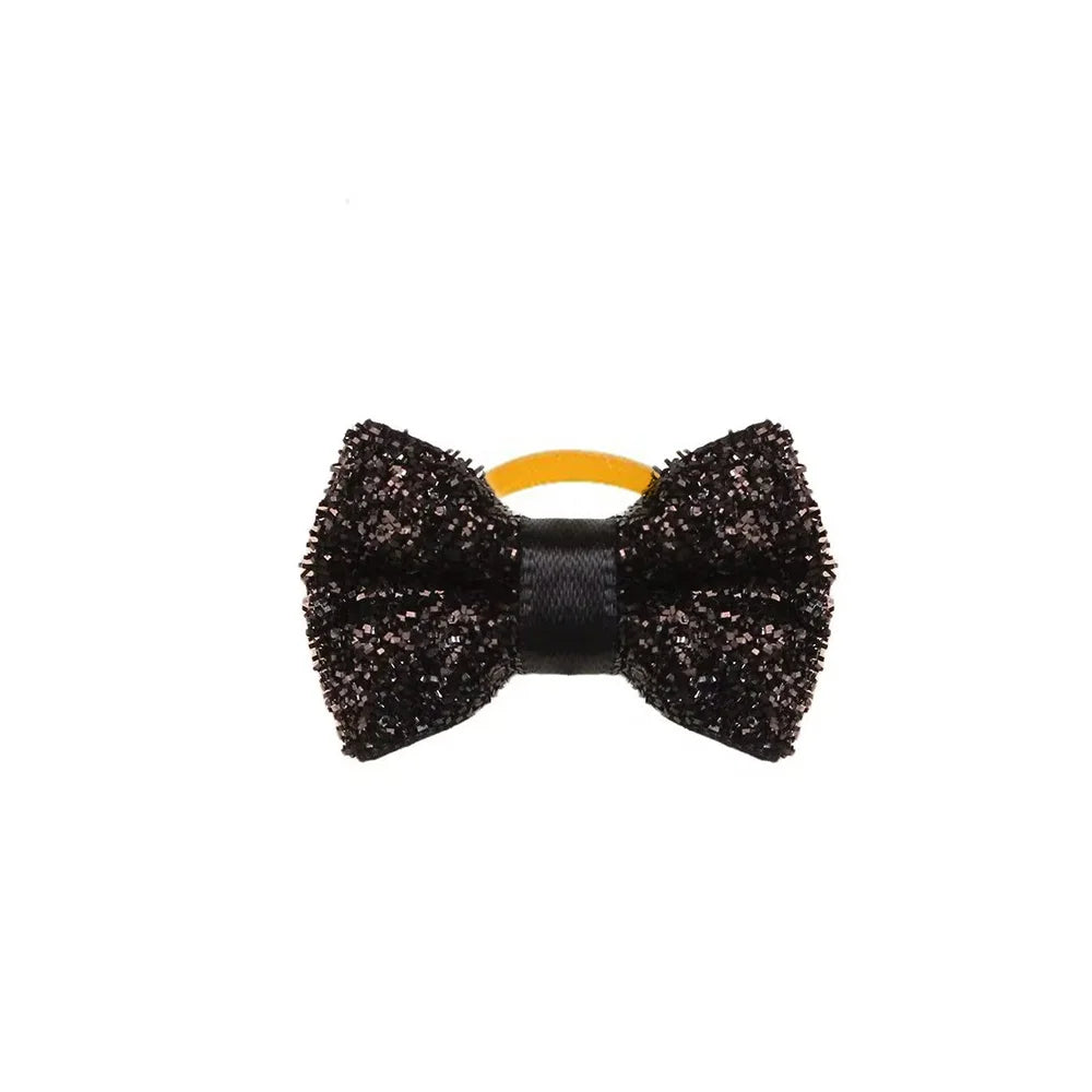 50/100pcs Small Dog Bowties with Rubber Bands- Handmade Puppy Grooming Accessories- Mixed Colors- Costumes/Apparel