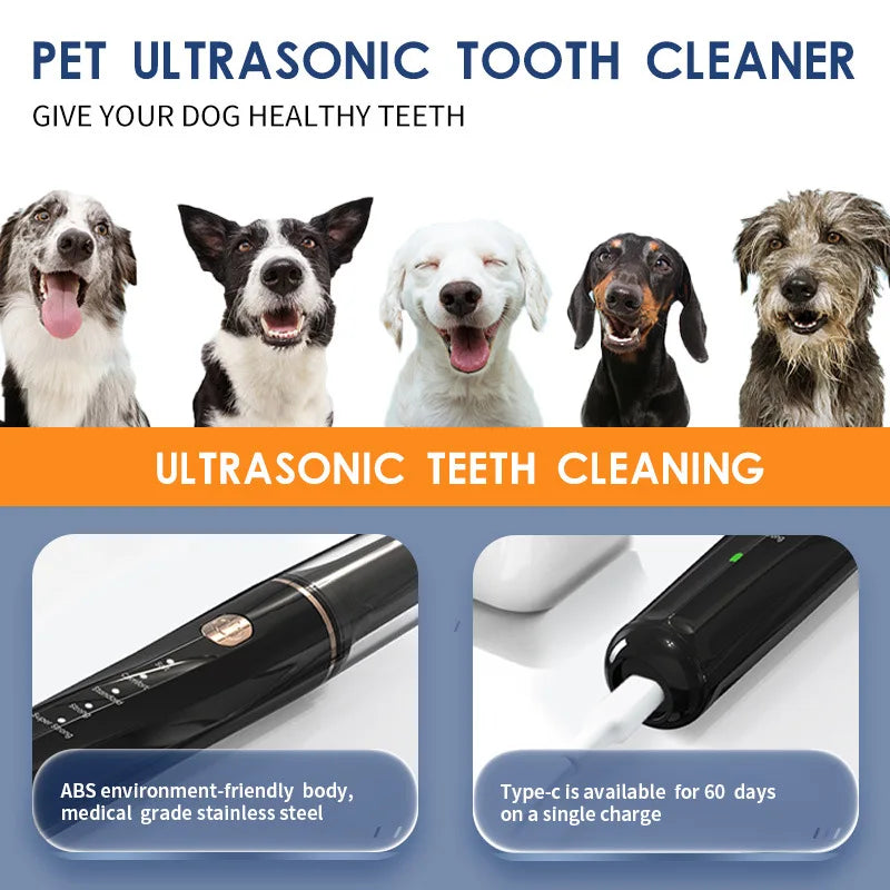 Ultrasonic Portable Electric Dog Toothbrush- Professional Plaque Calculus Removal- Teeth Whitening for Pet Dental Care-Pet Grooming